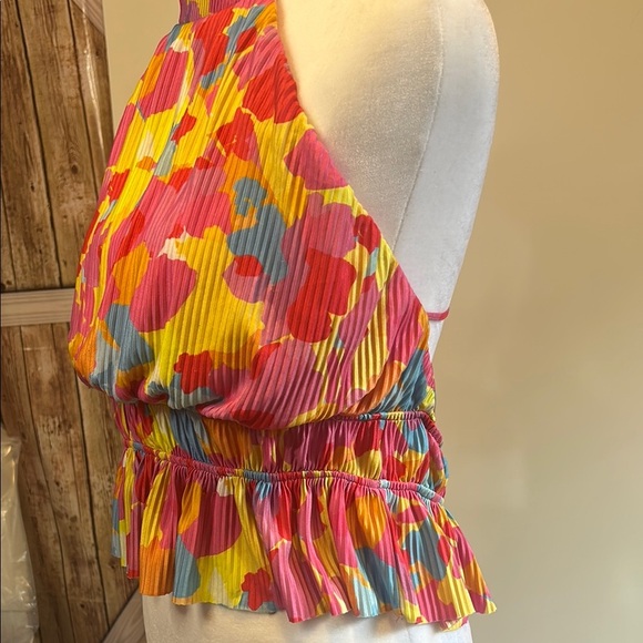 Turtle neck Vibrant Multicolor Halter Top Bershka size L (I) - Picture 2 of 9